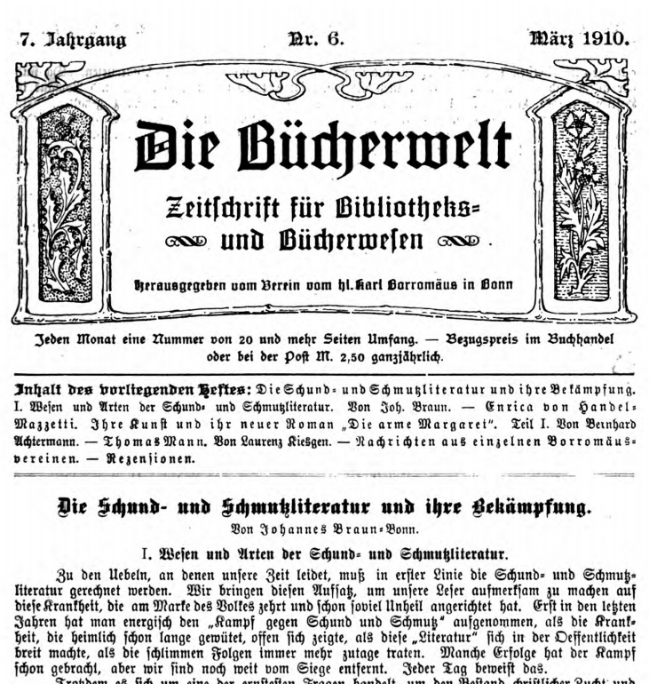 Die Bücherwelt, Märtz 1910, side 105
